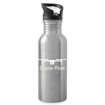 Drone Pilot - Water bottle with straw - silver - Right