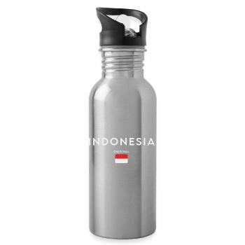 Indonesian flag, Indonesian pride - Water bottle with straw - silver - Right