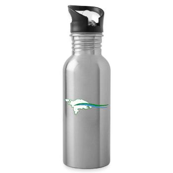 Thurgau Kanton Umriss mit Welle - Trinkflasche mit integriertem Trinkhalm - Lightsilver - Rechts