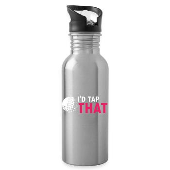 I'd Tap That Funny Golf Humor Joke Saying - Water bottle with straw - silver - Right