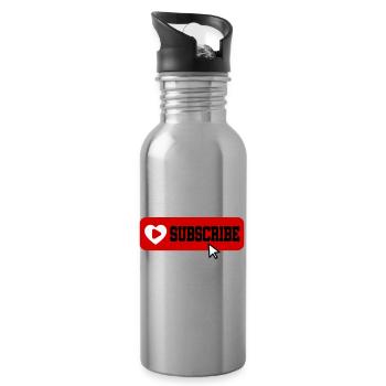 Fabelhaftes Symbol für die Schaltfläche "Abonnieren" des YouTube-Kanals - Trinkflasche mit integriertem Trinkhalm - Lightsilver - Rechts