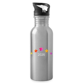 Watercolor Star Accents 2026 - Water bottle with straw - silver - Right