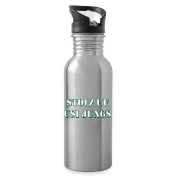 Stolz uf üsi Jungs Fussball Schweiz Design - Trinkflasche mit integriertem Trinkhalm - Lightsilver - Rechts