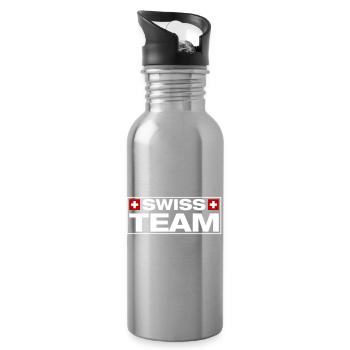 Équipe suisse suisse - Gourde avec paille intégrée - argent clair - Droite