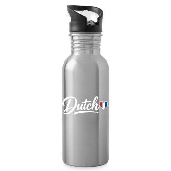 Niederländische Schrift mit Flaggenherz-Fan Patriotisch - Trinkflasche mit integriertem Trinkhalm - Lightsilver - Rechts