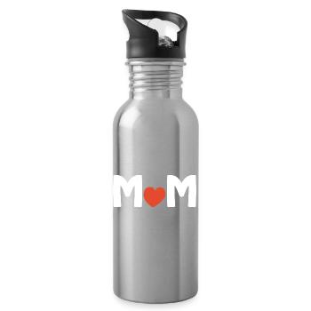 Funny Mom Grandma Mother's Day Gift Design Humor - Water bottle with straw - silver - Right