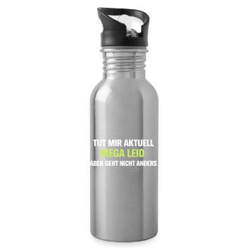 Mega Leid Typografie Schriftzug - Trinkflasche mit integriertem Trinkhalm - Lightsilver - Rechts