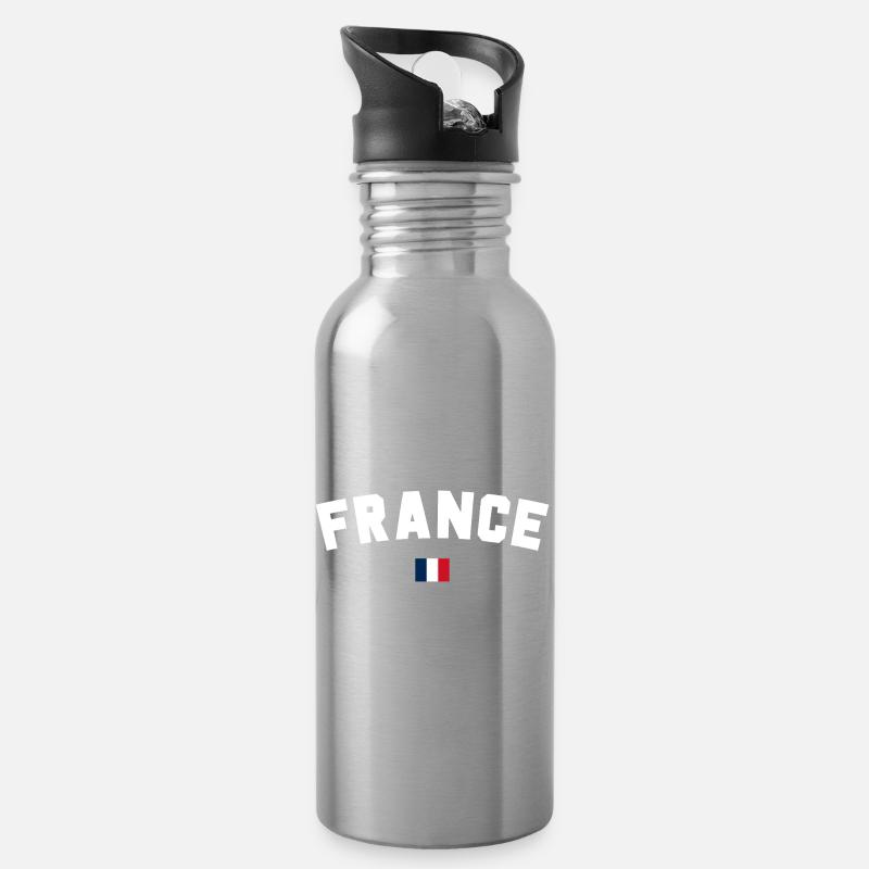 Frankreich - Trinkflasche mit integriertem Trinkhalm - Lightsilver