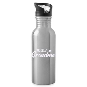 Meilleur design de cœur de grand-mère - Gourde avec paille intégrée - argent clair - Droite