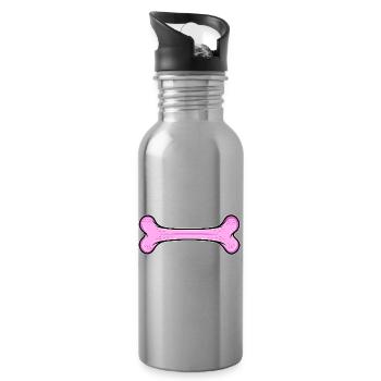 Pinkes Hundeknochen - Trinkflasche mit integriertem Trinkhalm - Lightsilver - Rechts