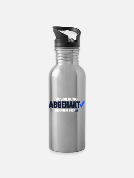 Ausbildung abgehakt – Industrie Abschluss 2027 - Trinkflasche mit integriertem Trinkhalm - Lightsilver