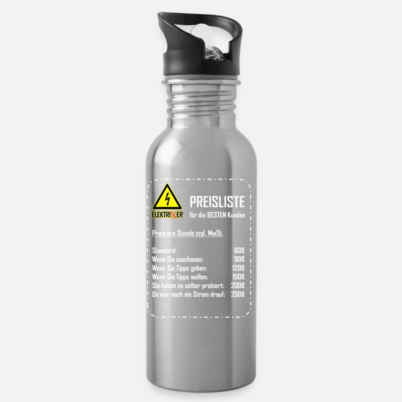 ElektriXer Preisliste (weiß) - Trinkflasche mit integriertem Trinkhalm - Lightsilver
