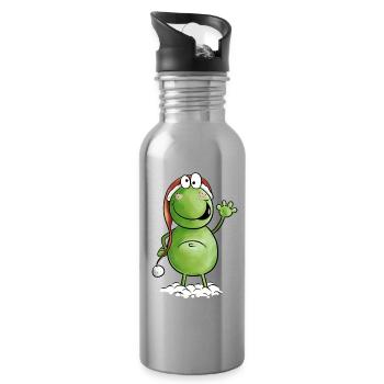 Funny Santa Frog I Fun Gift - Water bottle with straw - silver - Right
