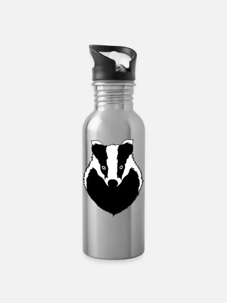 Badger - Water bottle with straw - silver