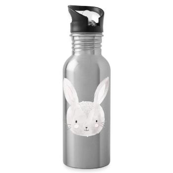 Lapin Lapin de Pâques - Gourde avec paille intégrée - argent clair - Droite