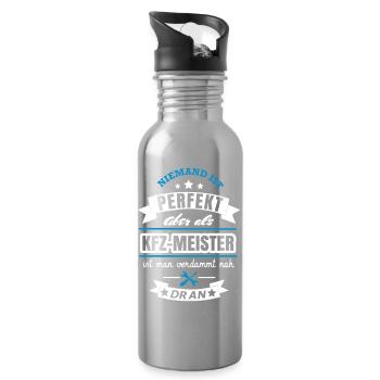 KFZ Meister Spruch Design - Trinkflasche mit integriertem Trinkhalm - Lightsilver - Rechts