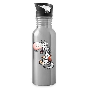 Laughing Horse - Water bottle with straw - silver - Right