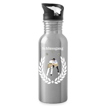 schwinger schlussgang shirt Schwingerkönig - Trinkflasche mit integriertem Trinkhalm - Lightsilver - Rechts