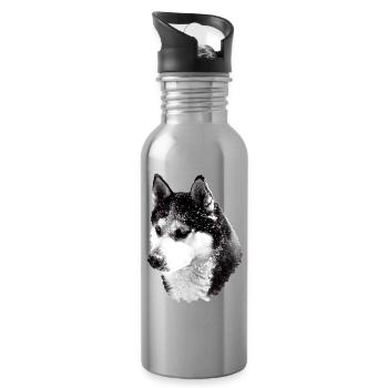 Husky tête grande - Gourde avec paille intégrée - argent clair - Droite