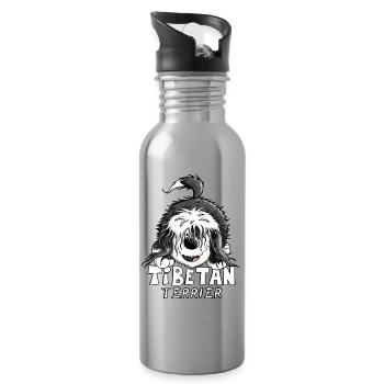 Süßer Tibet Terrier - Trinkflasche mit integriertem Trinkhalm - Lightsilver - Rechts