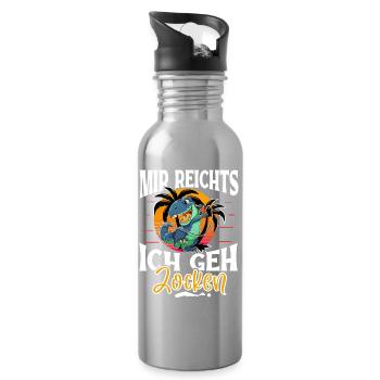 Mir Reichts Ich Geh Zocken - Trinkflasche mit integriertem Trinkhalm - Lightsilver - Rechts