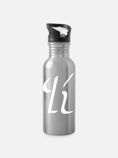 Letter K, name, the letter K - Water bottle with straw - silver