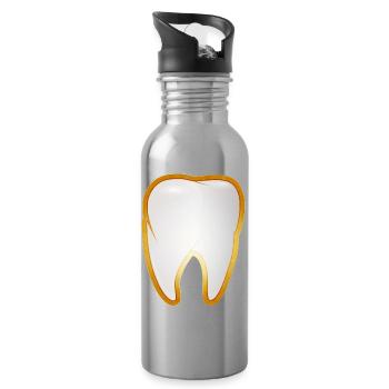 Une dent dans le cadre doré style de dent d’or - Gourde avec paille intégrée - argent clair - Droite