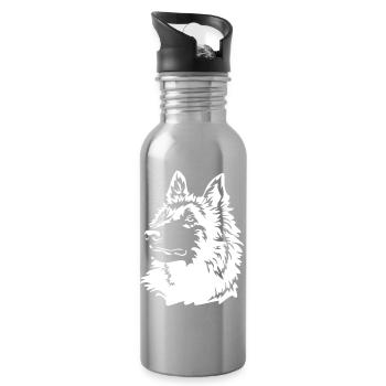 Tervuren Head "Black Edition" - Water bottle with straw - silver - Right
