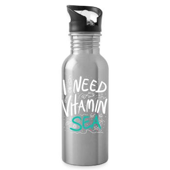 I Need Vitamin Sea Summer Saying - Water bottle with straw - silver - Right