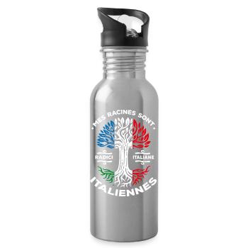Meine Wurzeln sind italienische Baum Frankreich Italien - Trinkflasche mit integriertem Trinkhalm - Lightsilver - Rechts
