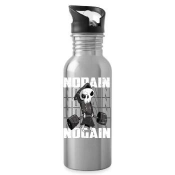 Body Building Skelett - Trinkflasche mit integriertem Trinkhalm - Lightsilver - Rechts