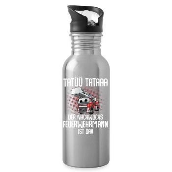 Feuerwehr Kinder Nachwuchs Feuerwehrmann - Trinkflasche mit integriertem Trinkhalm - Lightsilver - Rechts