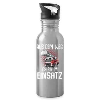 Feuerwehr Aus Dem Weg Ich Bin Im Einsatz - Trinkflasche mit integriertem Trinkhalm - Lightsilver - Rechts
