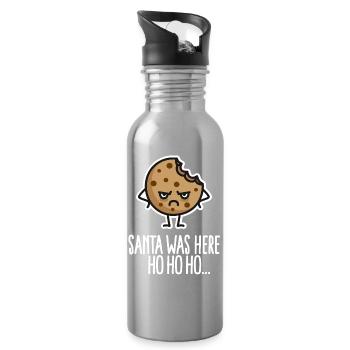 Funny Christmas Santa Claus Santa Cookie - Water bottle with straw - silver - Right
