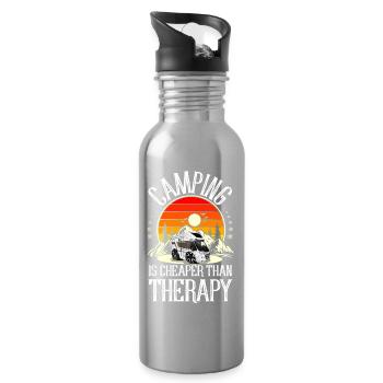 Camping Campen Camper - Trinkflasche mit integriertem Trinkhalm - Lightsilver - Rechts