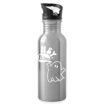 Halloween ghost knows Hey Booo - Water bottle with straw - silver - Right