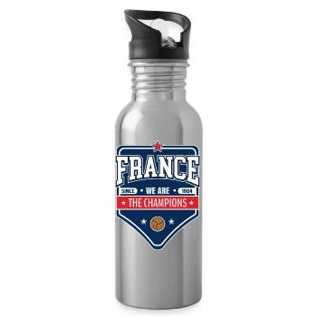Französischer Fußballmeister | Neuer Emblem-Stil - Trinkflasche mit integriertem Trinkhalm - Lightsilver - Rechts
