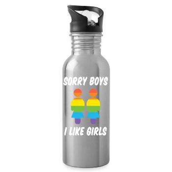 Désolé les garçons, j’aime les filles - Gourde avec paille intégrée - argent clair - Droite
