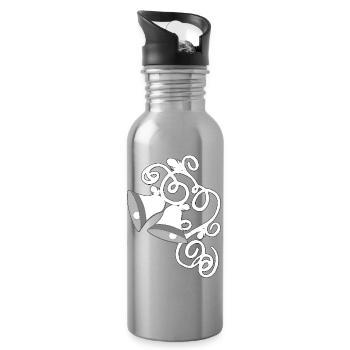 beste Hochzeitsgeschenke, Glocken mit ranken - Trinkflasche mit integriertem Trinkhalm - Lightsilver - Rechts