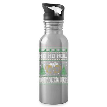Ho Ho Ho hol mir mal ein Bier ugly Christmas - Trinkflasche mit integriertem Trinkhalm - Lightsilver - Rechts