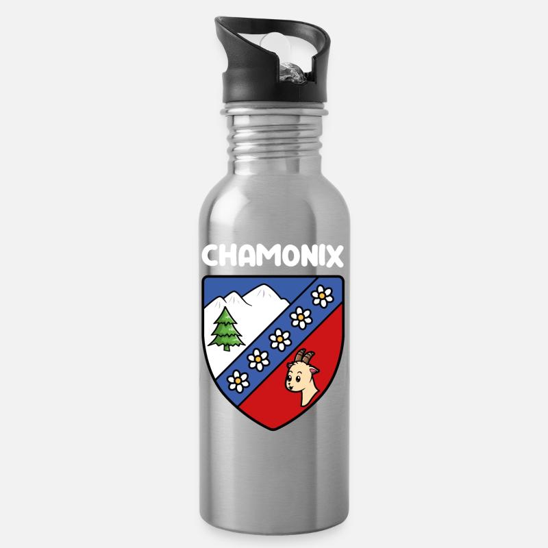 Drapeau Mignon Chamonix Mont Blanc Haute Savoie - Gourde avec paille intégrée - argent clair