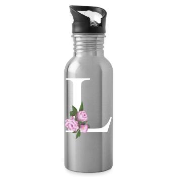 L - Trinkflasche mit integriertem Trinkhalm - Lightsilver - Rechts