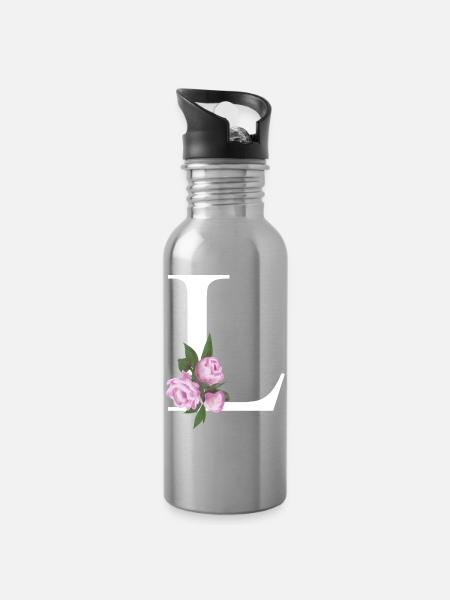 L - Trinkflasche mit integriertem Trinkhalm - Lightsilver