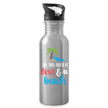 Tout ce dont vous avez besoin est l’amour et une plage - Gourde avec paille intégrée - argent clair - Droite
