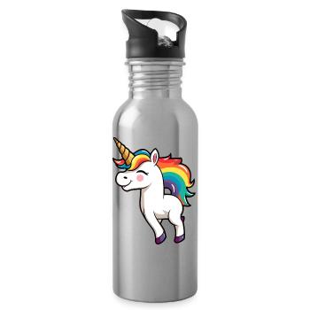Einhorn-Stolz Kinder | LGBTQ | Gay Pride | Niedlich - Trinkflasche mit integriertem Trinkhalm - Lightsilver - Rechts