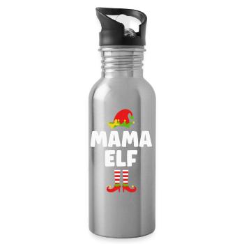 Weihnachten lustig Mama Elfe - Trinkflasche mit integriertem Trinkhalm - Lightsilver - Rechts