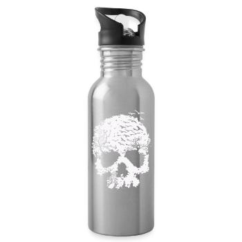 Tree of Life Skull Illustration - Water bottle with straw - silver - Right