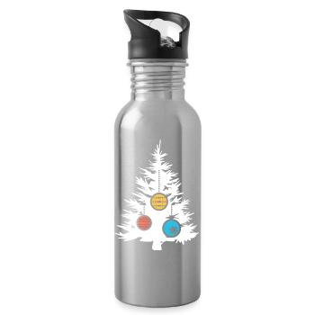 Arbre de Noël Symbole Boules Couleurs Icône Forêt De Sapin - Gourde avec paille intégrée - argent clair - Droite