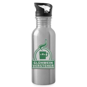 Glühwein Versteher - Gehäkelt - Ugly XMas - Trinkflasche mit integriertem Trinkhalm - Lightsilver - Rechts