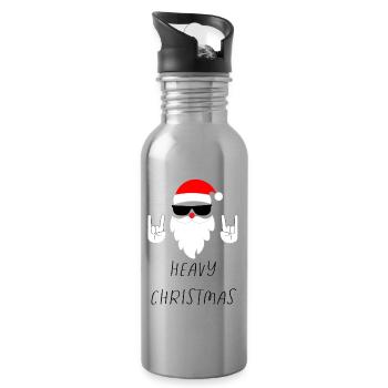Noël lourd Rock an roll Noël pleine barbe - Gourde avec paille intégrée - argent clair - Droite